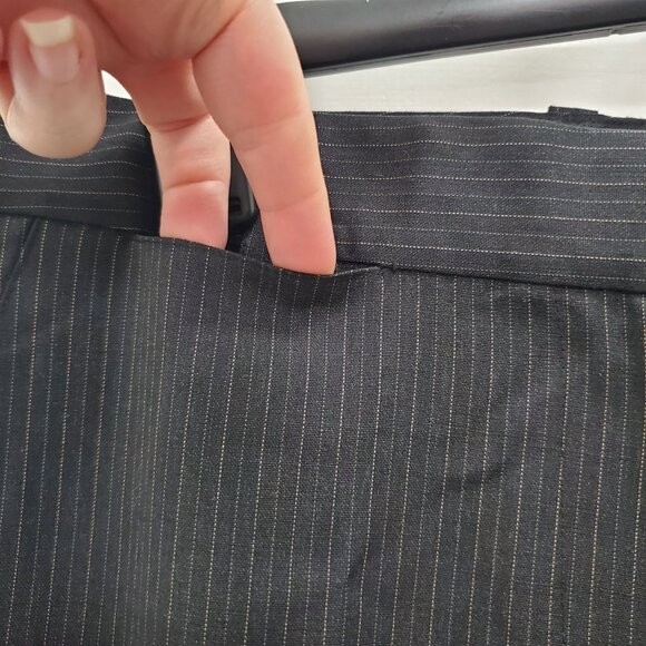 DKNY Womens Y2K Black Tan Pinstripe Wool Blend Flat Front Dress Pants Trousers 6 - Picture 3 of 7